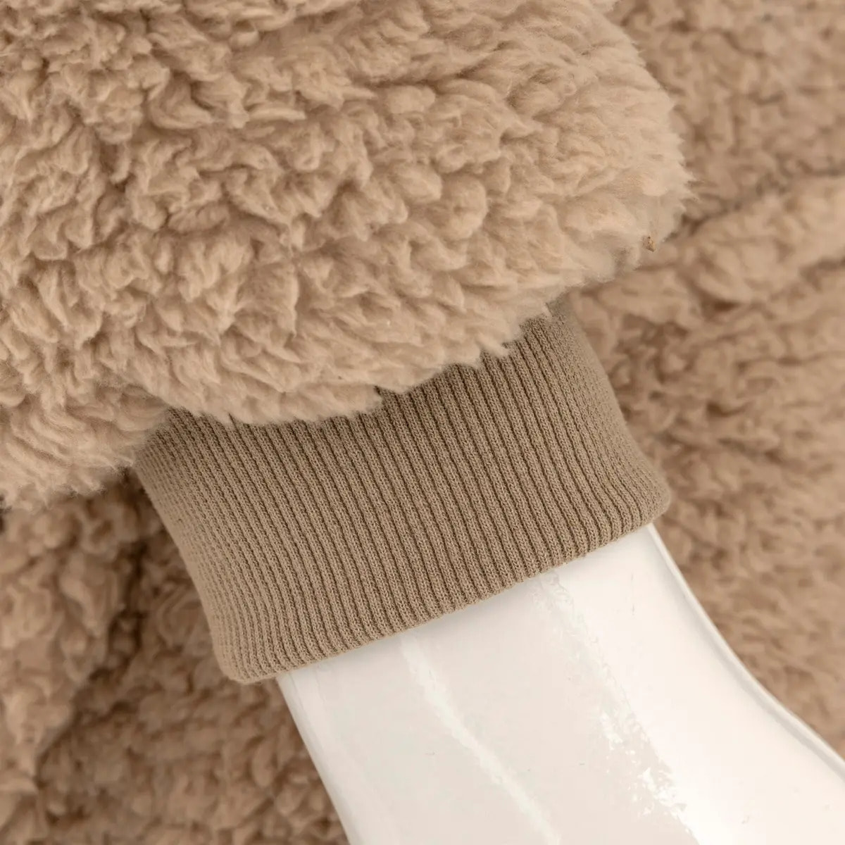 Pouf pliant Sherpa beige lin 70x85cm