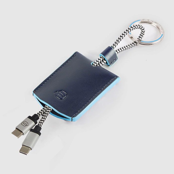 Piquadro Portachiavi in pelle con cavo USB Type-C e lightning