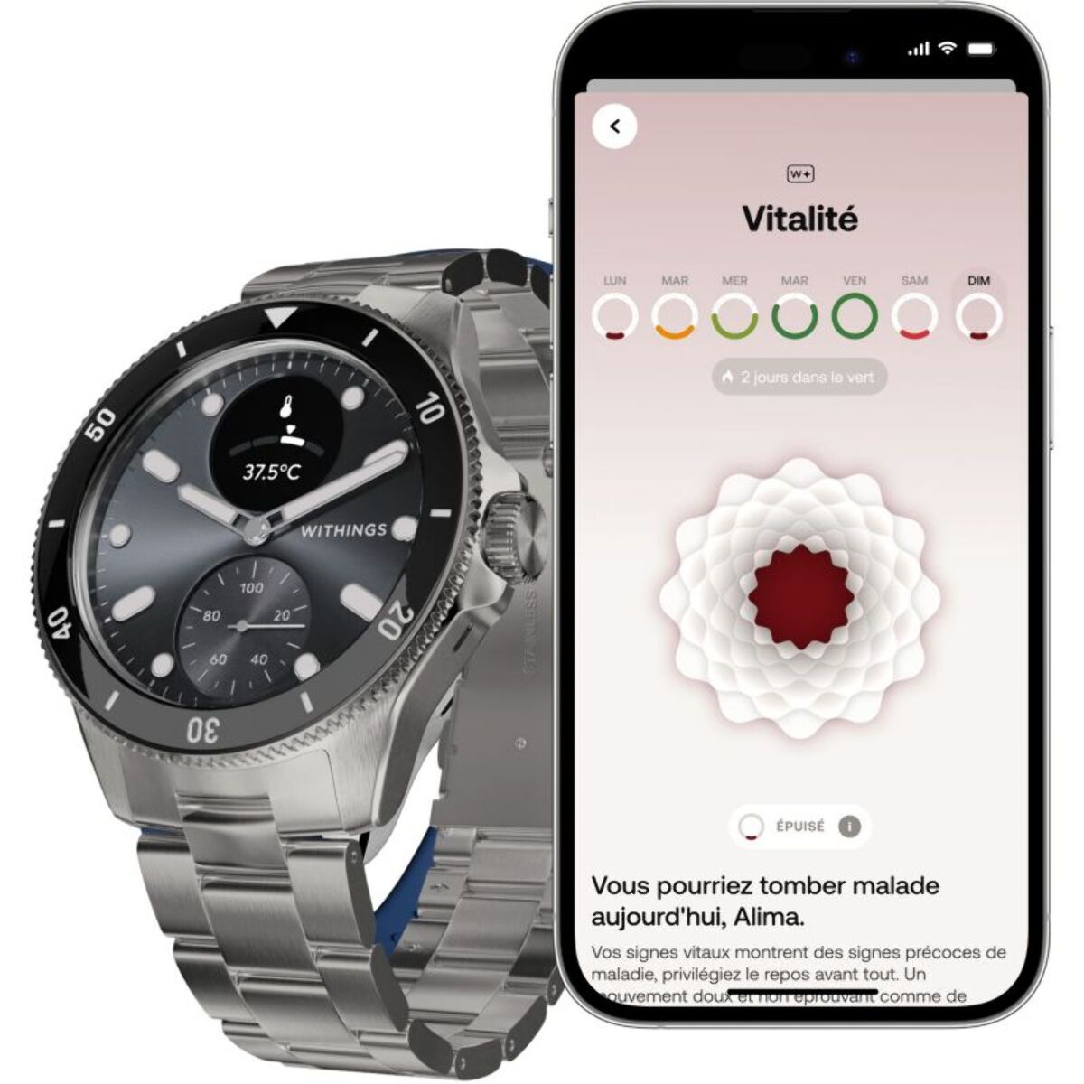 Montre santé WITHINGS Scanwatch Nova 42mm Noire