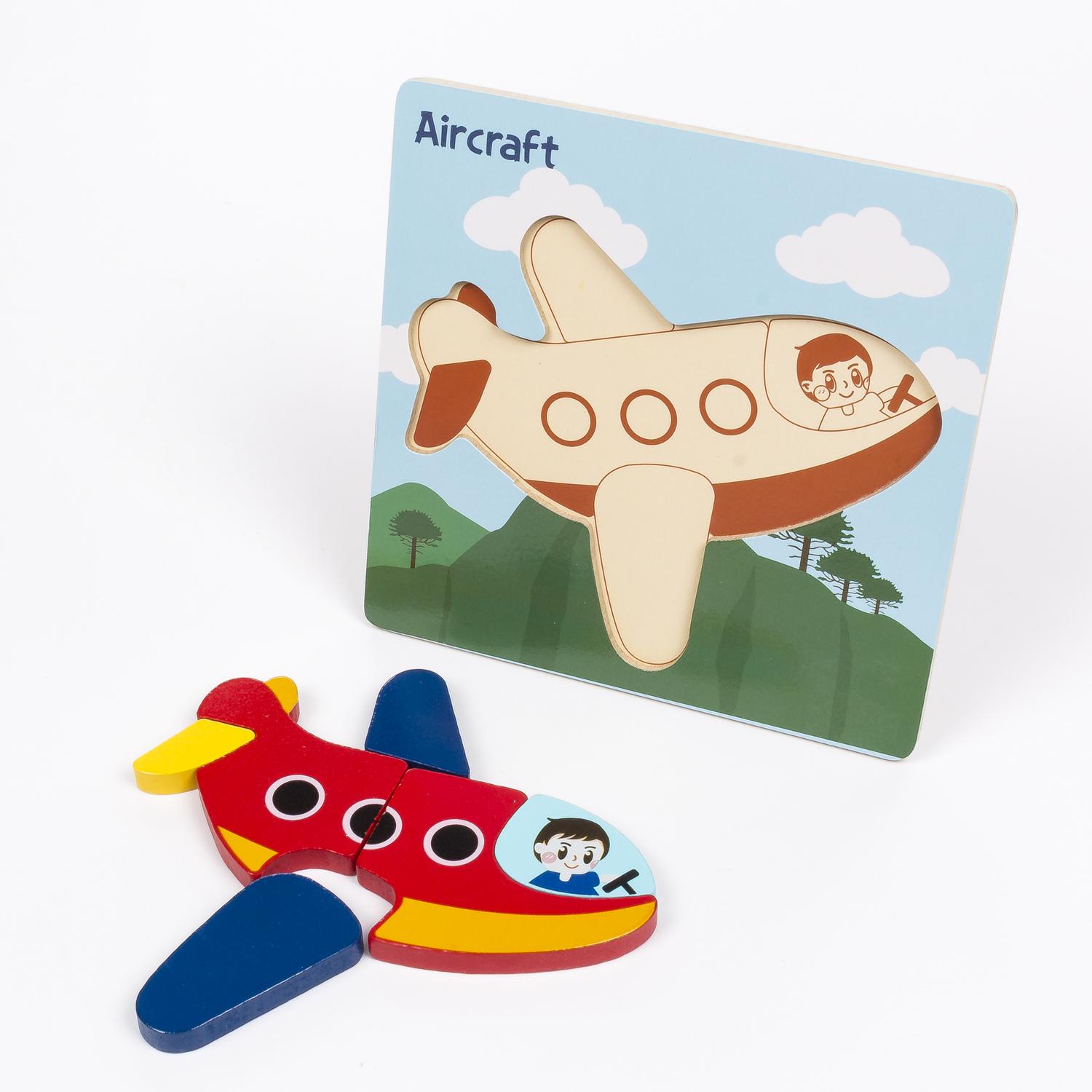 Puzle de madera para niños, de 6 piezas. Diseño avión.