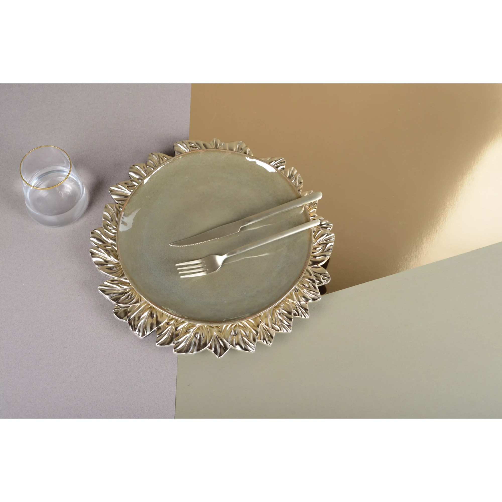 Lot de 6 Dessous d'assiette feuille doré