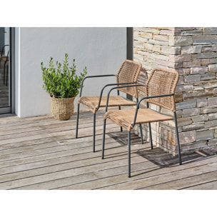 MARCEAU - Lot de 2 fauteuils de jardin en corde et acier