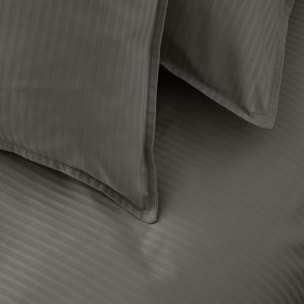 Drap plat unie en satin de coton, GRAND HOTEL, Gris Zinc