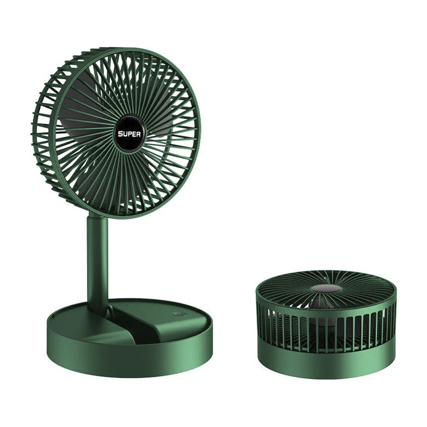 DAM Ventilador portátil plegable de 9W, con batería recargable y 3 velocidades. 17x8,5x36 Cm. Color: Verde