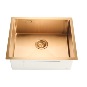 Timeless Évier de cuisine sous plan inox 304, 1 bac , 55x45x21 cm, Or brossé PVD