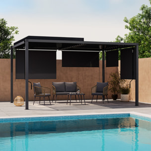 Pergola bioclimatique en acier polycarbonate 3x4m avec stores