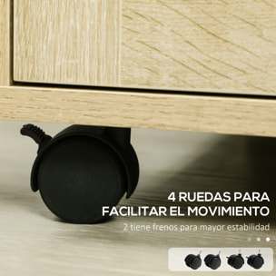 Cajonera de Oficina con 2 Cajones Cajonera con Ruedas Mueble Archivador Móvil con Cerradura y Carpetas Colgantes para Tamaño A4 41x42x56 cm Natural