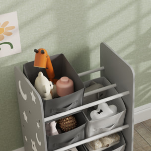 Estantería Infantil para Niños de +3 Años Estantería para Juguetes con 6 Cajas de Tela no Tejida Extraíbles Organizador de Juguetes para Dormitorio Guardería 43x30x60 cm Gris