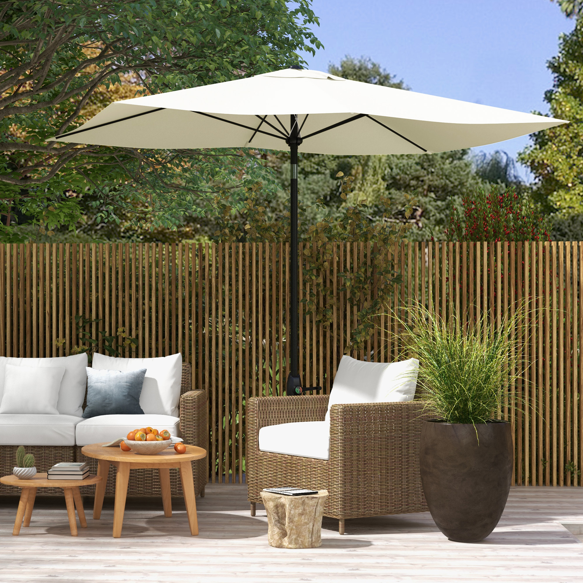 Sombrilla de Terraza Exterior 3x2 m Parasol de Terraza Exterior con Ángulo Ajustable Mástil de Aluminio y Protección UV 50+ Sombrilla para Jardín Patio Beige