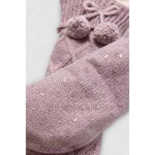 Calzini antiscivolo in pelle di pecora lilla