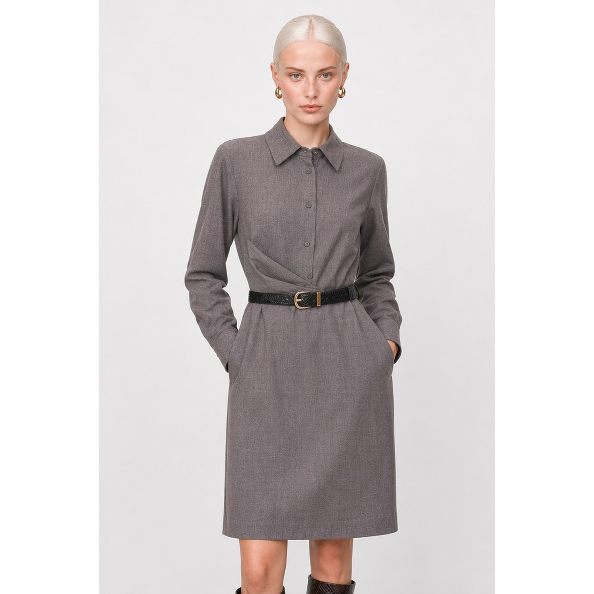 Kocca - Abito chemisier da donna con maniche lunghe e cintura Donna