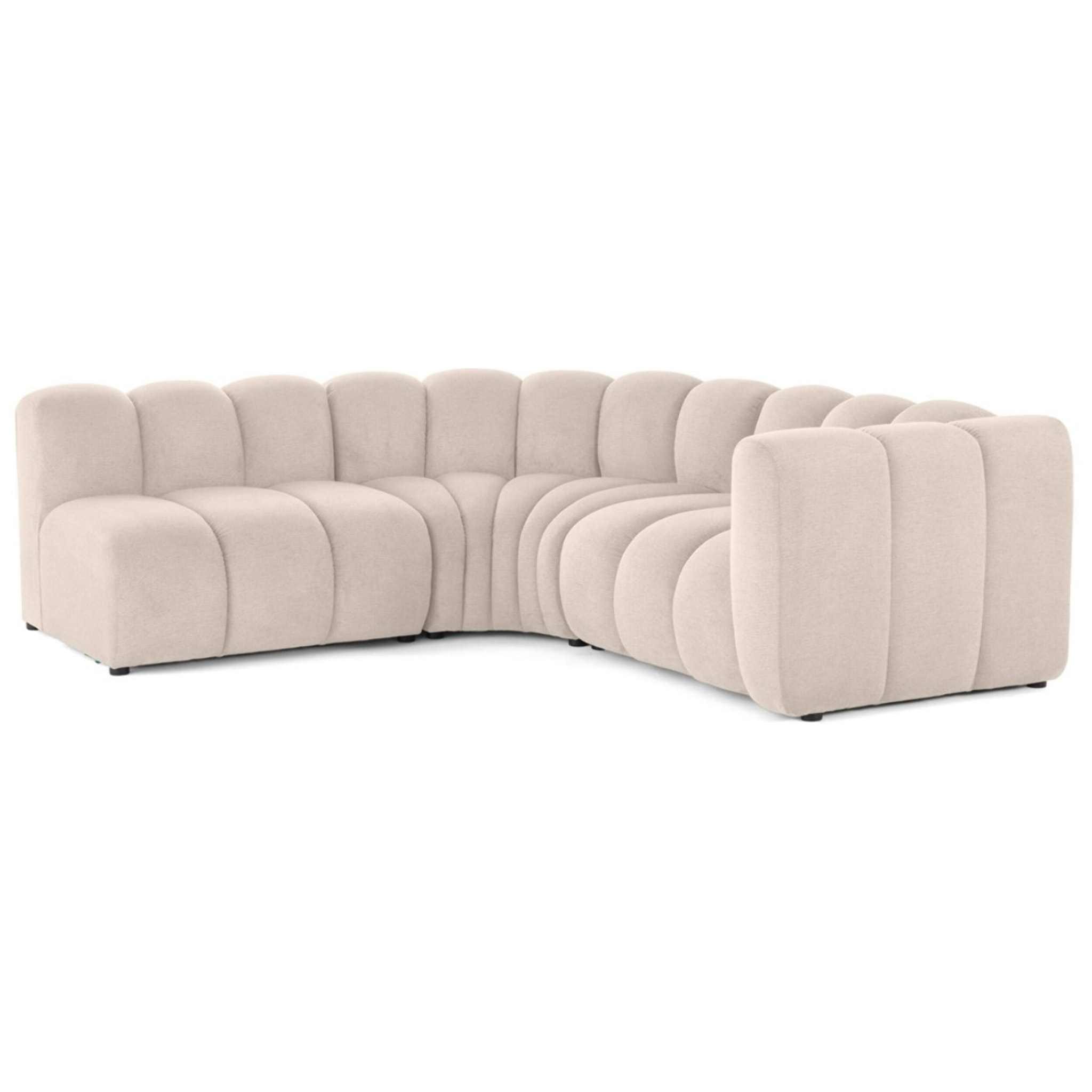 Debbie - canapé modulable d'angle gauche 4 places avec accoudoir en tissu texturé - Beige