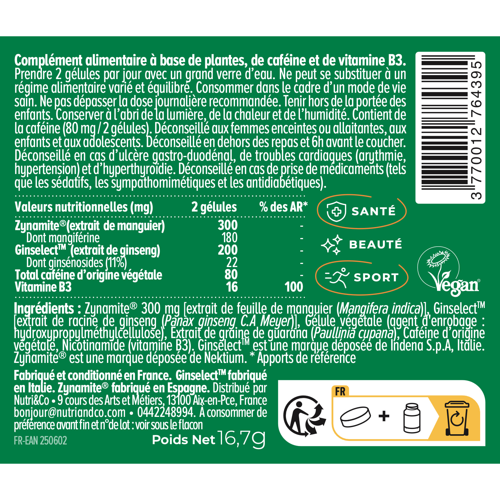 Nutri&Co Le Booster Énergie et Concentration - 40 gélules Vegan