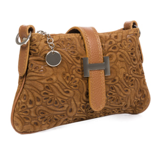 Allerona Borsa a mano Donna. Pelle autentica Camoscio Inciso Fantasia.