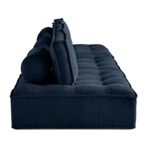 Marisol - canapé modulable droit 3 places - velours texturé - Bleu