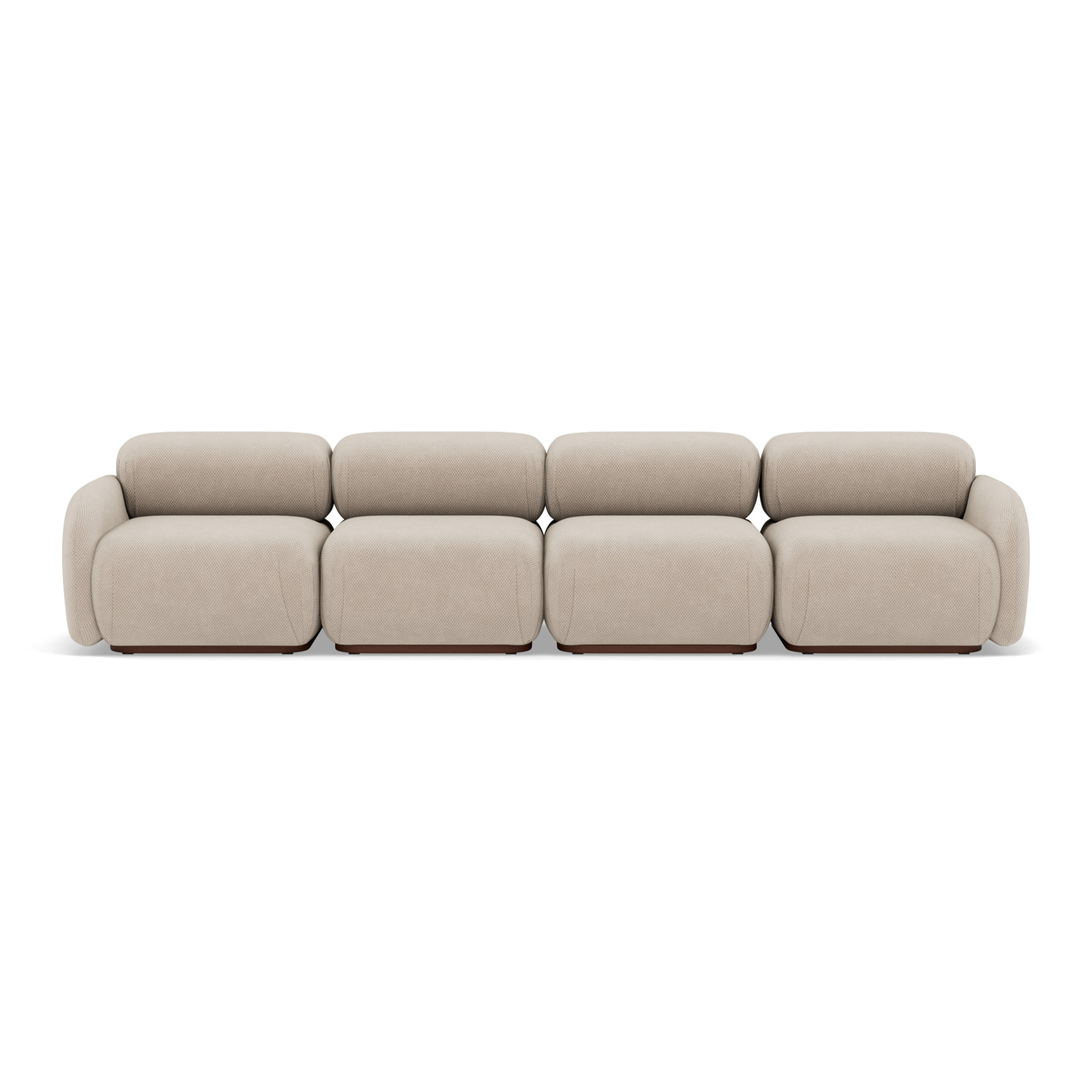 Penelope - canapé droit modulable 4 places en velours texturé - Beige