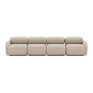 Penelope - canapé droit modulable 4 places en velours texturé - Beige