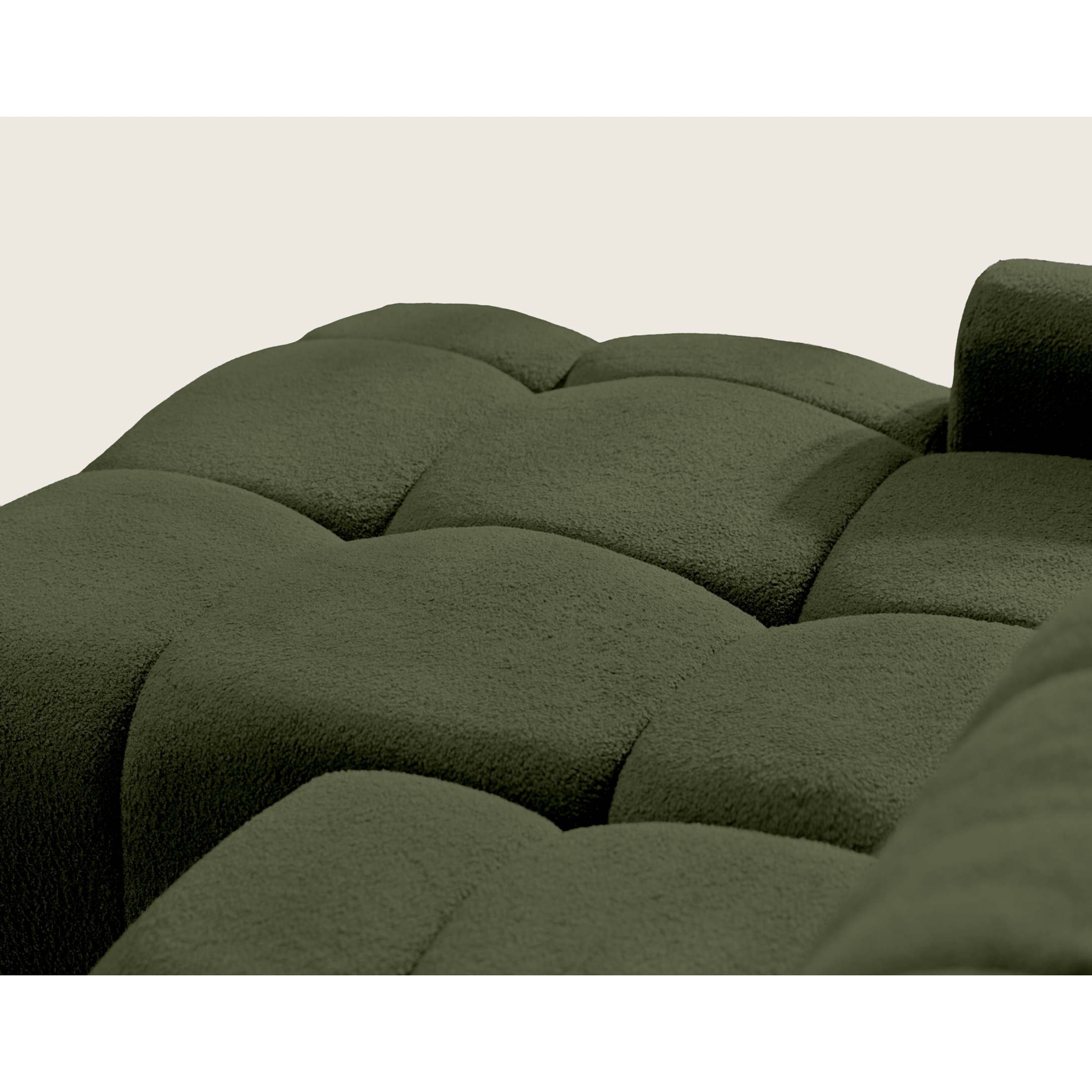 Yulin - Canapé d'angle gauche 4 places convertible avec coffre en tissu bouclette - Vert