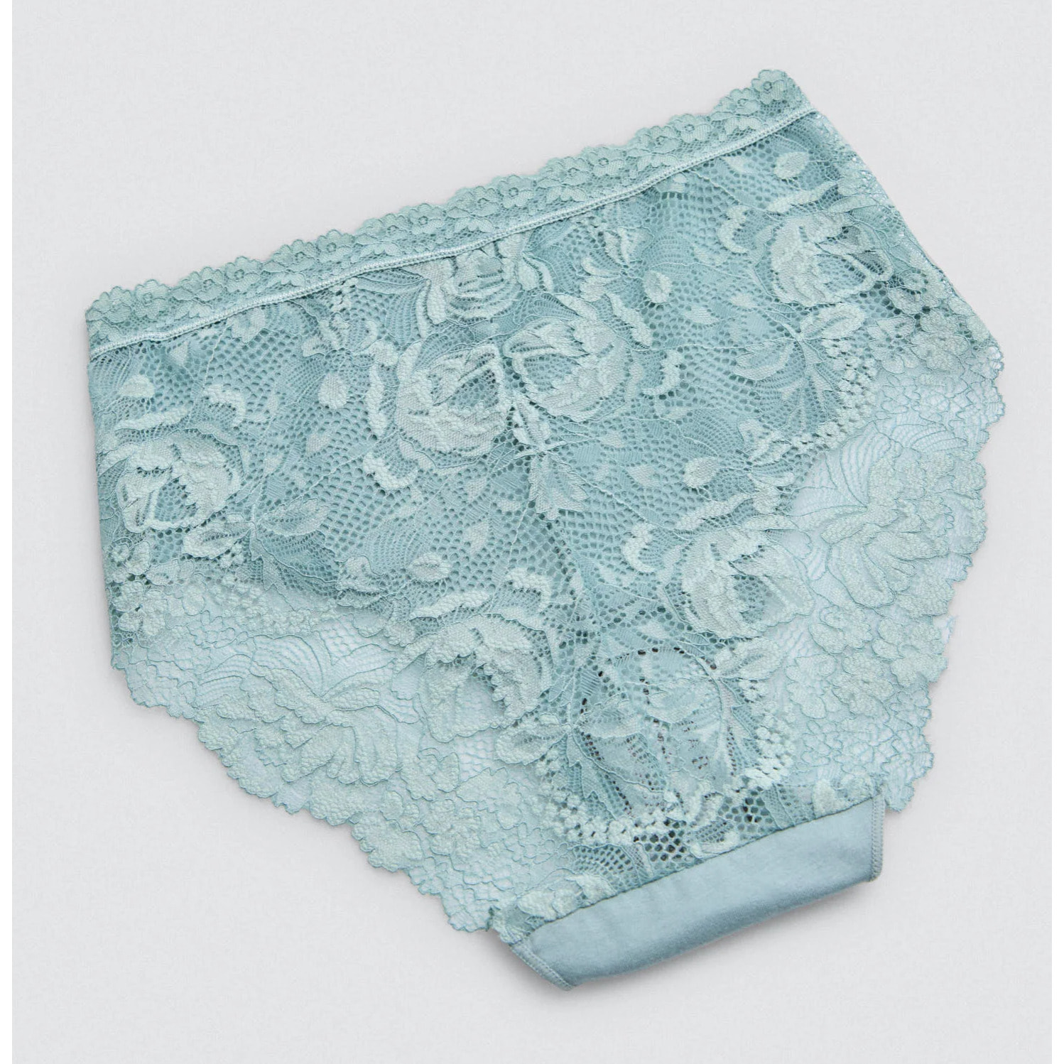 Mutandine di cotone a vita alta con pizzo verde