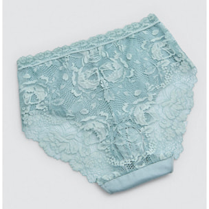 Mutandine di cotone a vita alta con pizzo verde