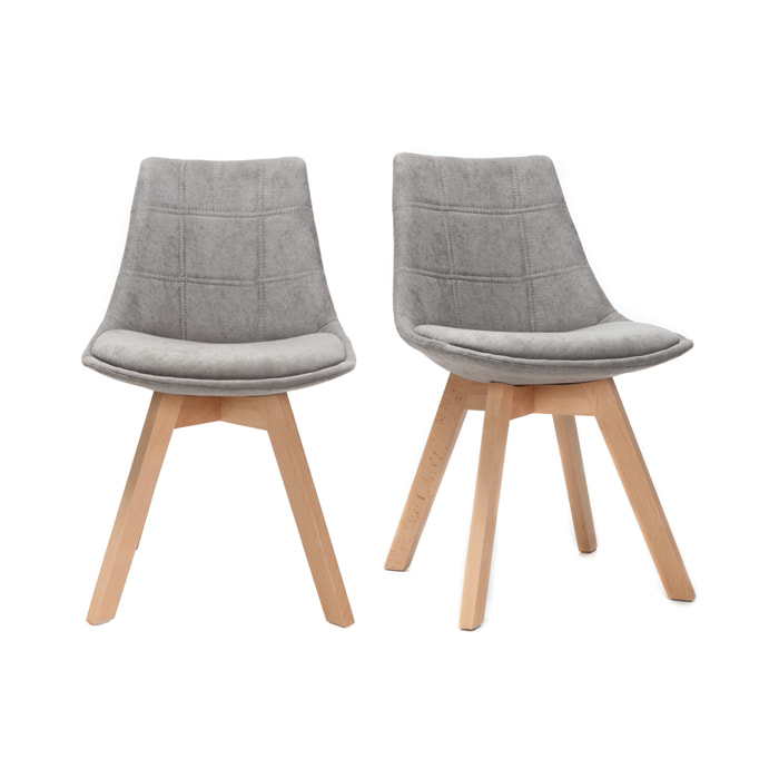 Chaises scandinaves en tissu gris et bois clair (lot de 2) MATILDE