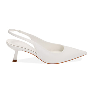 Décolleté slingback bianche, tacco 6 cm