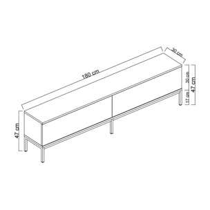 Mobile porta TV Dpetrell, Credenza da soggiorno, Armadio basso per TV, Base parete attrezzata, 180x30h47 cm, Antracite e Nero