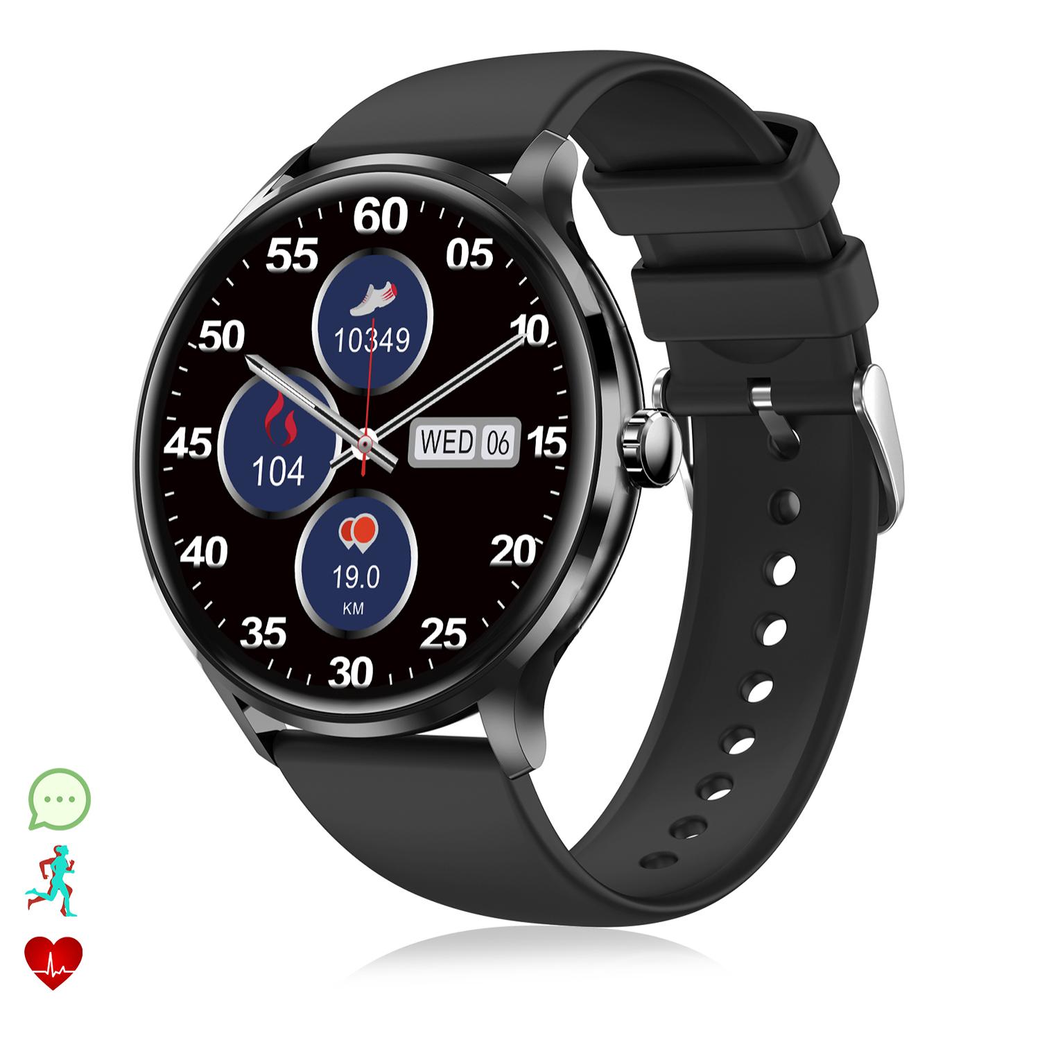 Smartwatch QS80 con chiamate BT, notifiche push. Monitor per lo sport e la salute, termometro.