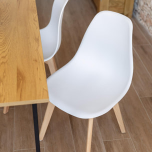 Pack 6 sillas de comedor blanco diseño nordico tulip con patas madera