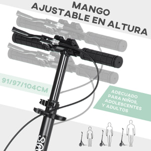 Patinete Plegable para Niños +14 Años con Manillar Ajustable 91,5x36,5x91-104 cm