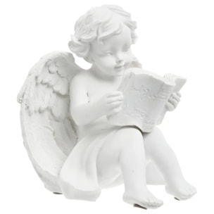 Ange assis H.15,5cm résine