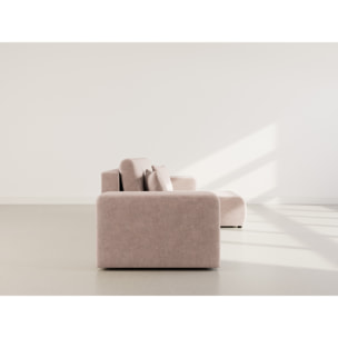 Nicole - canapé d'angle réversible 4 places convertible avec coffre en tissu - Taupe