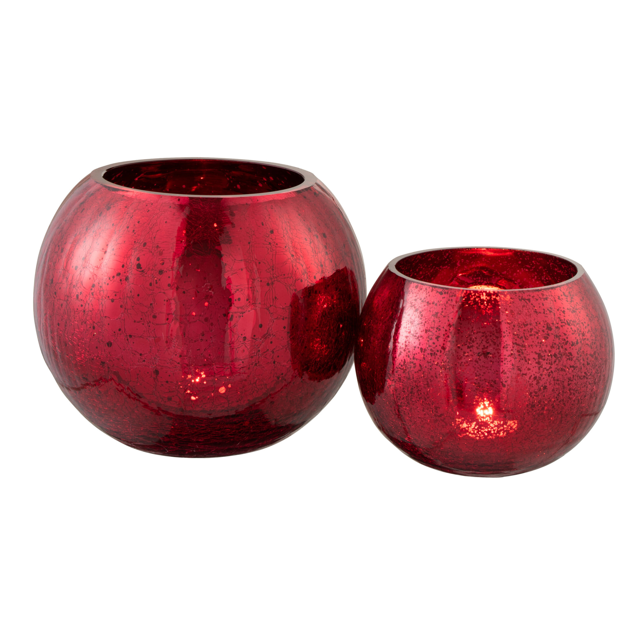 J-Line photophore Boule Craquele - verre - brillant rouge - large