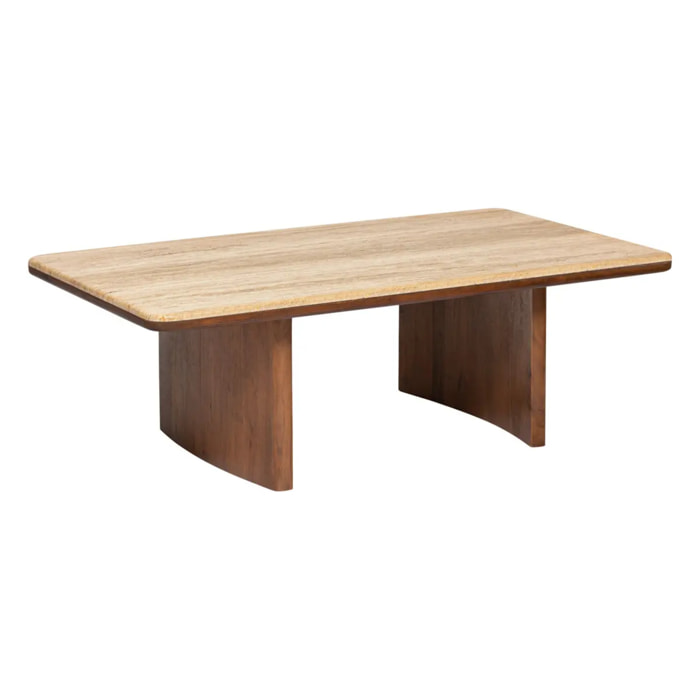 Table basse Jivan Travertin bois 120x70cm