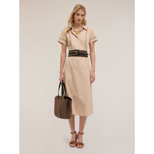 Motivi - Vestido camisero con ajouré - Beige