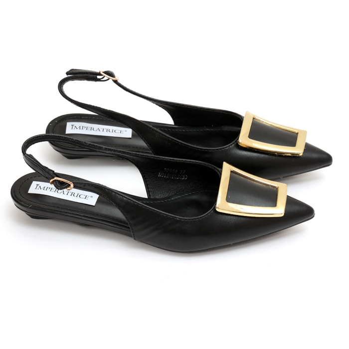 Ballerine slingback in simil pelle con dettaglio color oro sulla punta