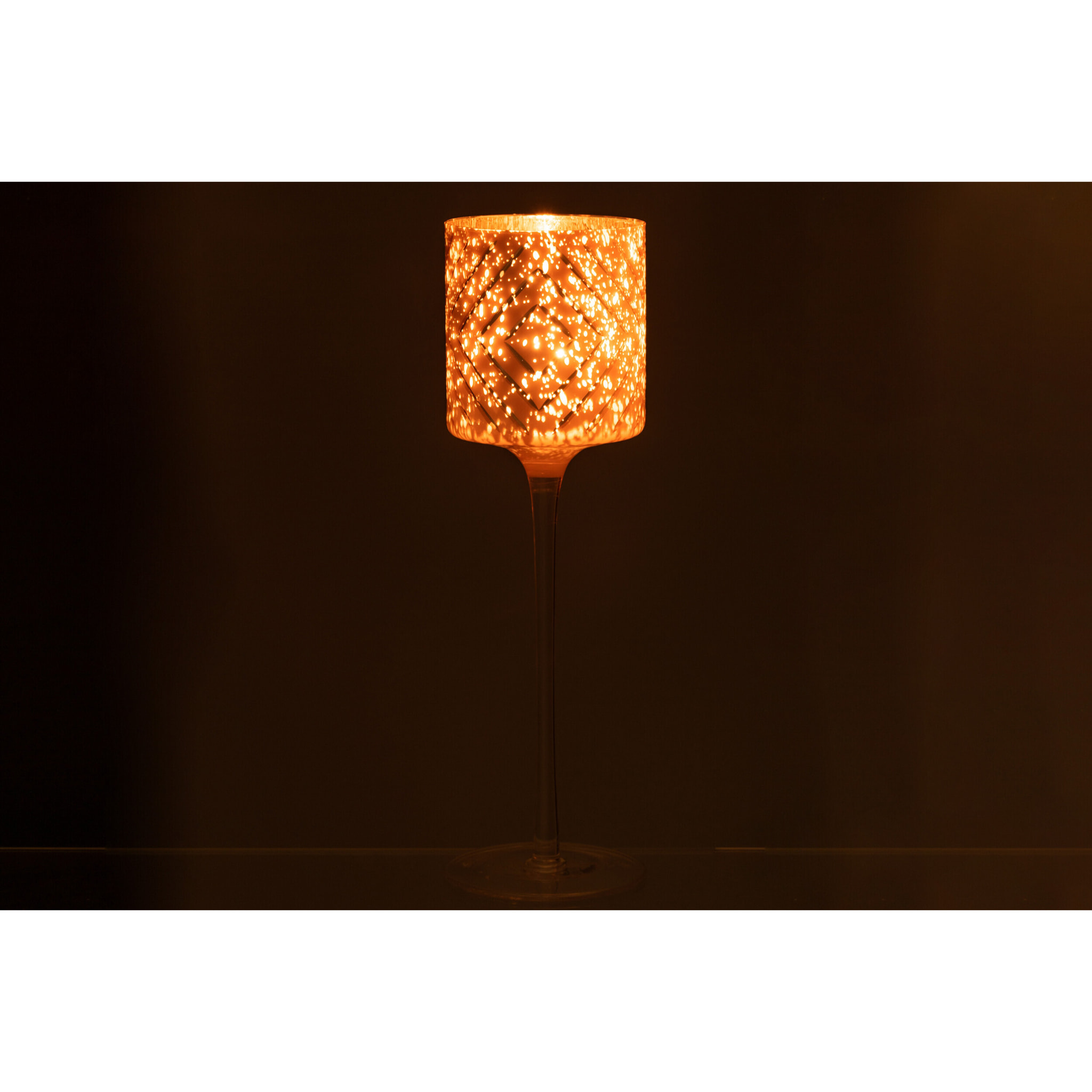 J-Line photophore Sur Pied Zigzag - verre - saumon - large