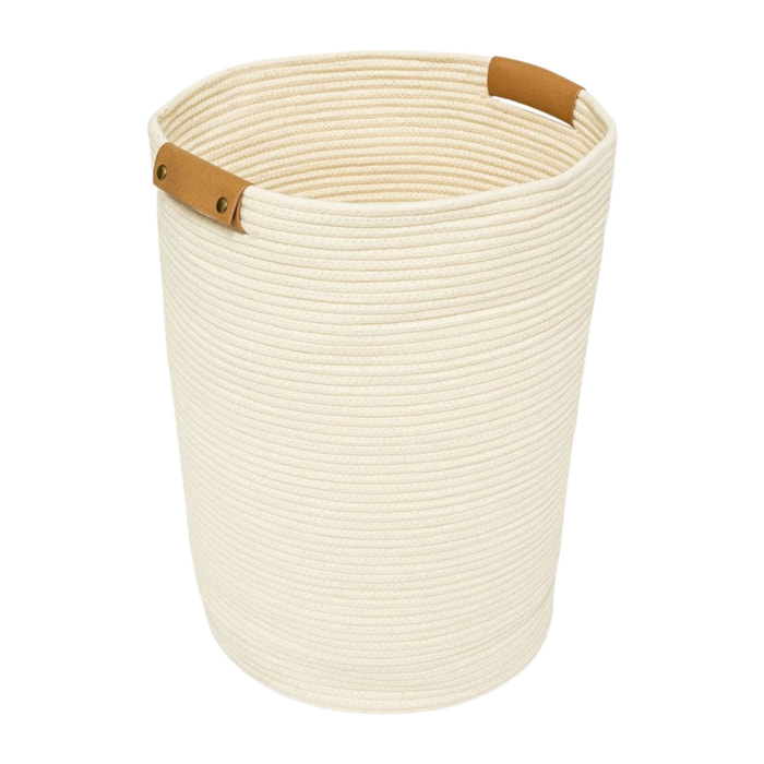 Panier à linge tressé 80L - Ivoire