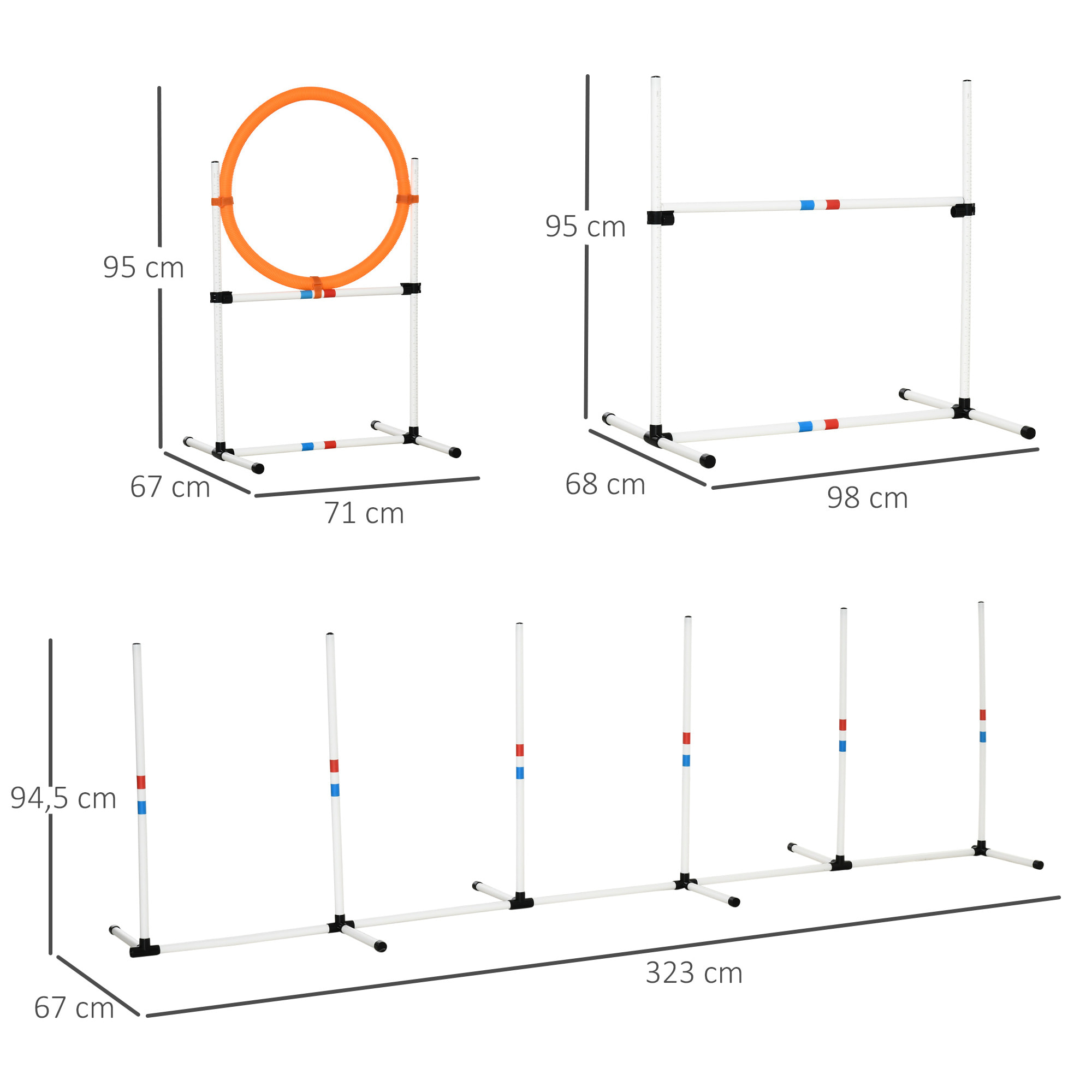 Conjunto de 3 Obstáculos de Entrenamiento para Perros de PE Blanco