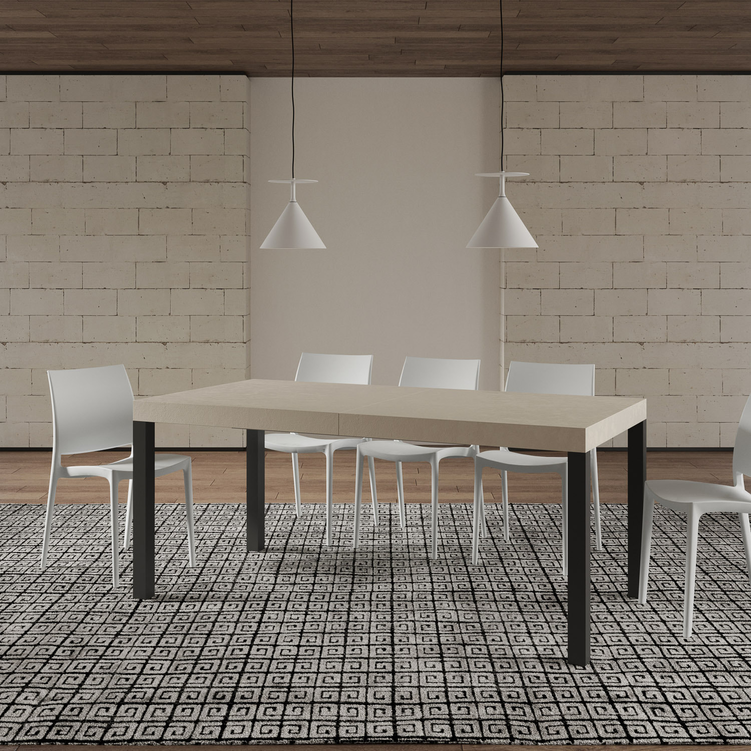 Mesa extensible 90x200/460cm Everyday cachemira patas antracita