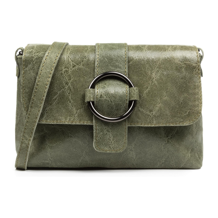 Lentini Borsa a spalla da donna. Vera Pelle Scamosciata Stone Washed.