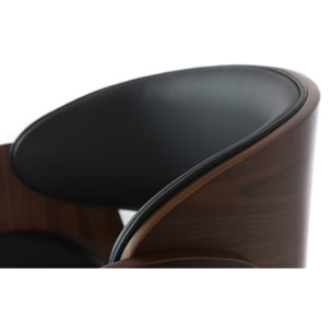 Tabouret de bar design réglable noir et bois foncé BENT