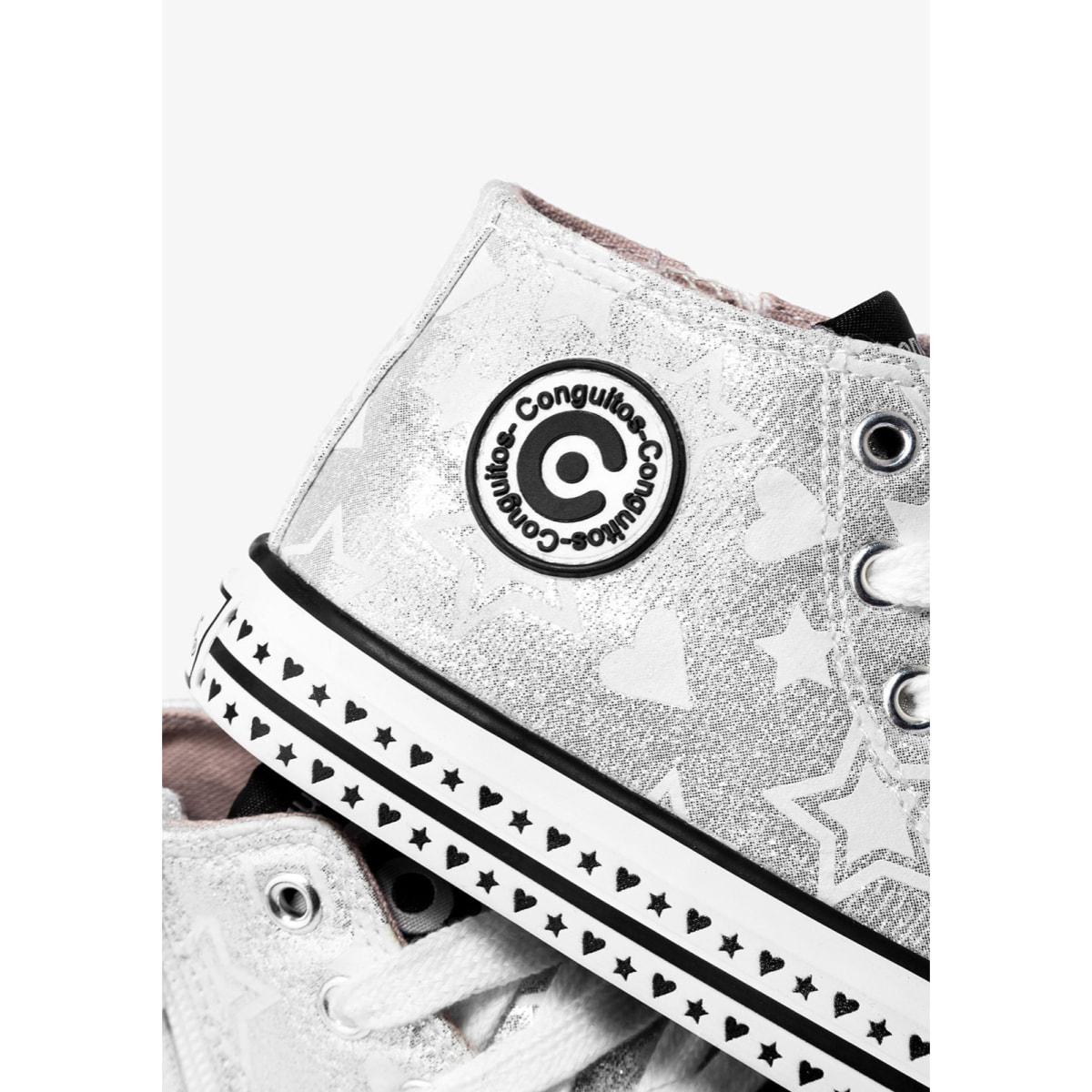 Zapatillas Altas Unisex Con Brillo en Plata