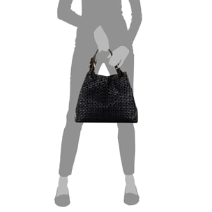 Emanuela Borsa tote Donna.Pelle autentica Camoscio Incisione Geometrica