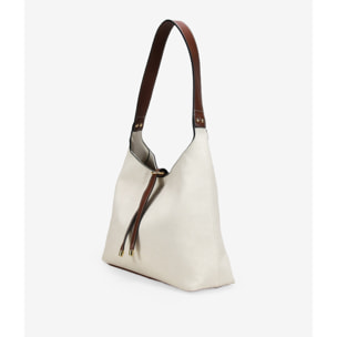 Bolso de hombro beige efecto rafia