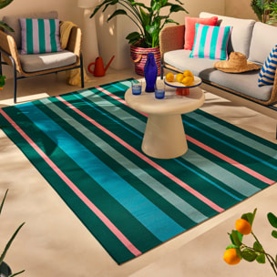 AZUR - Tapis intérieur/extérieur à rayures vertes