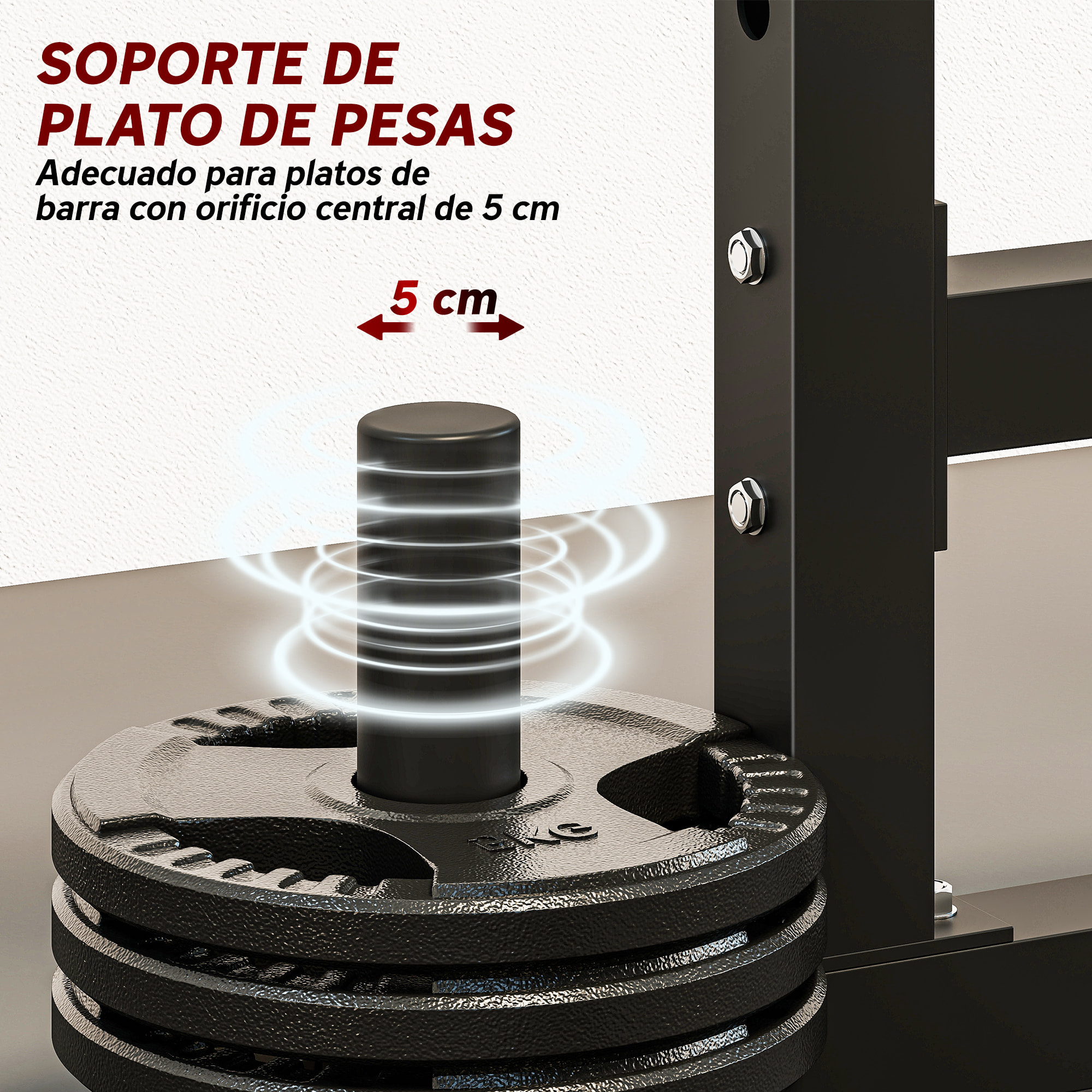 Soporte para Pesas Sentadillas, Soporte Barra Pesas Ajustable con Topes de Seguridad, Rack de Press de Banca Musculación en Casa Gimnasio, Carga 300 kg, Altura Regulable de 48-135/45-85 cm