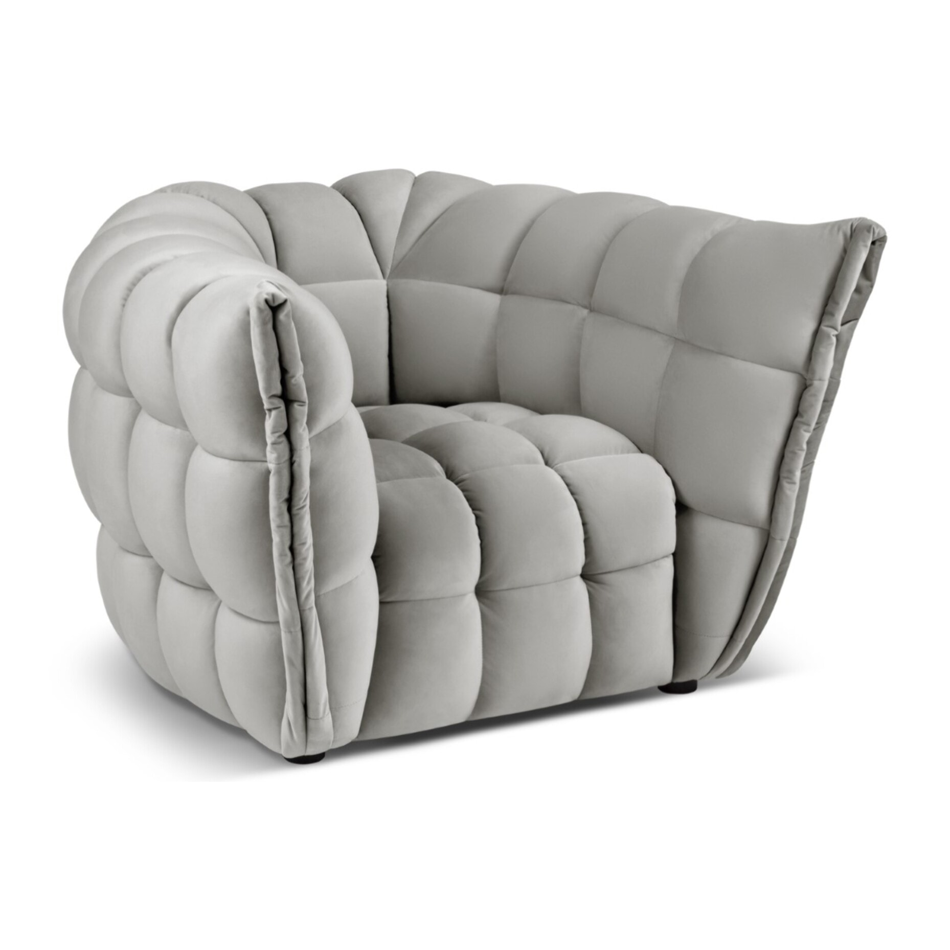 Fauteuil "Cedric" en velours gris clair