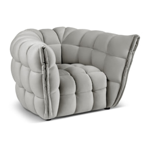 Fauteuil "Cedric" en velours gris clair