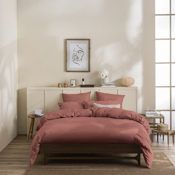 Taie d'oreiller unie en percale de coton lavée, DELICATE